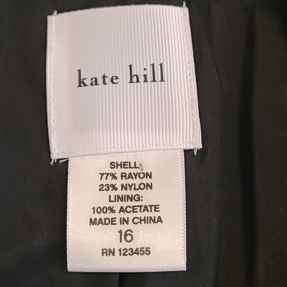 Kate Hill Black Crushed Velvet Black Ruffle Blazer Jacket Wmn 16 Plus Elegant - Picture 2 of 15